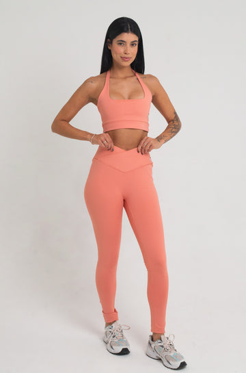 legging com cós transpassado na cor lantana
