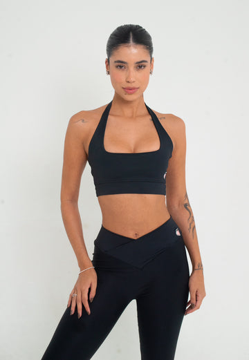 top decote reto com alça no pescoço na cor black