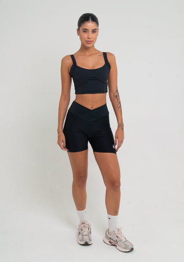 short com cós transpassado na cor black