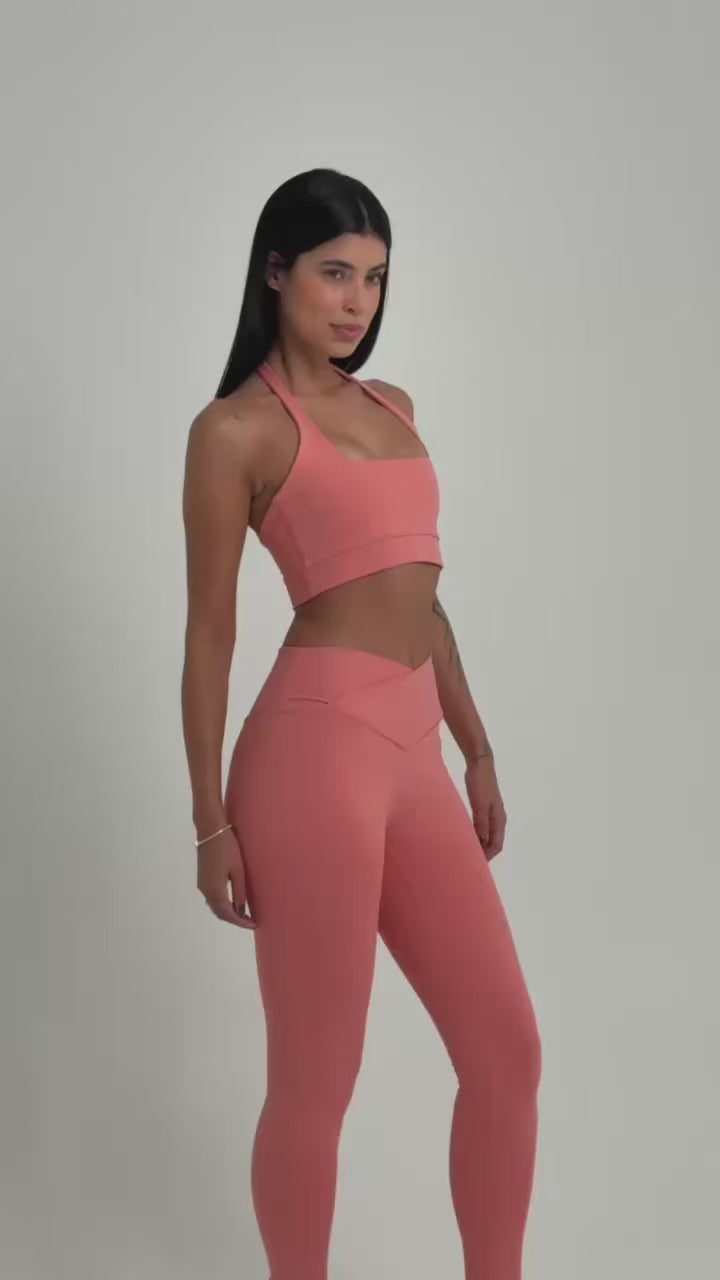 legging com cós transpassado na cor lantana