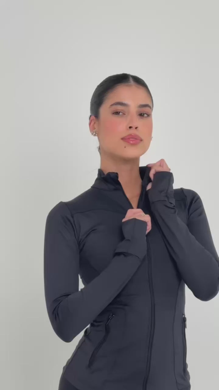 jaqueta compressora com bolso na cor black